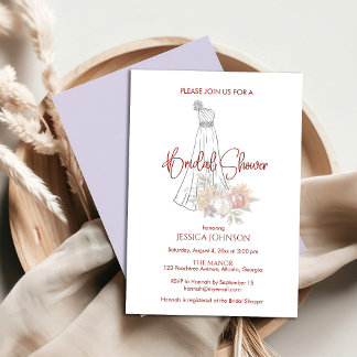 Hochzeitskleid Herbst Brautparty Einladung