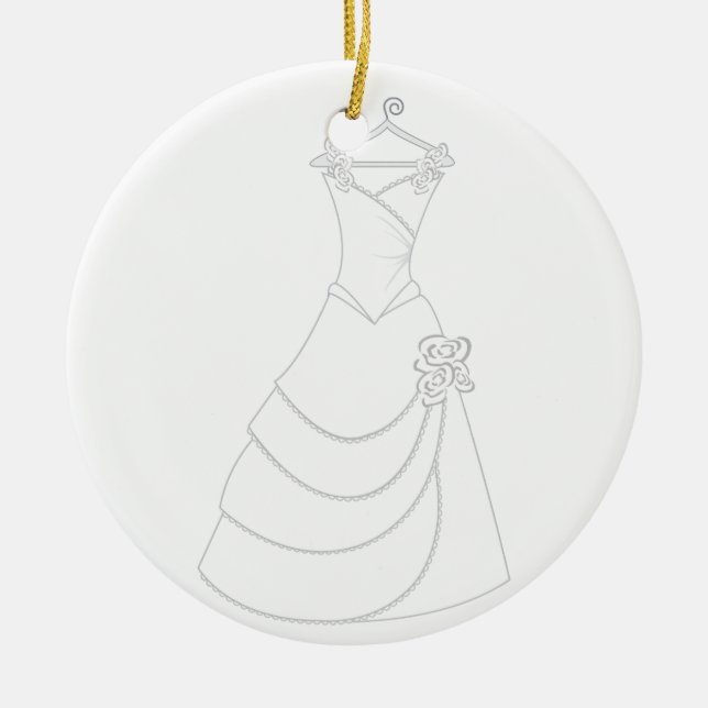 Hochzeitskleid Keramik Ornament (Vorne)
