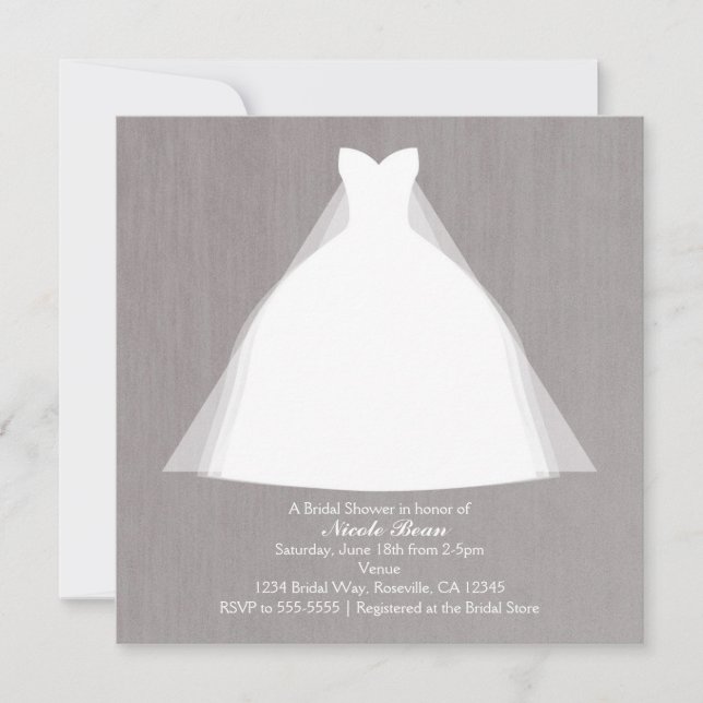 Hochzeitskleid Modernes Glamour Brautparty Grau Einladung (Vorderseite)