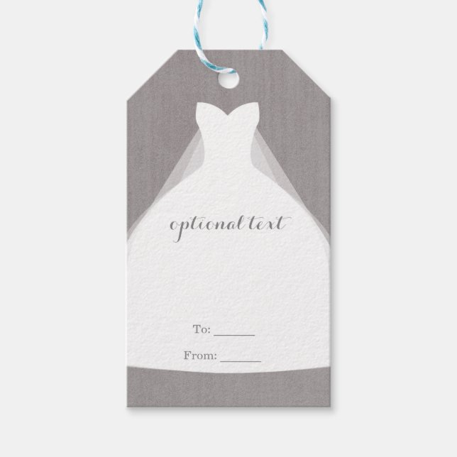 Hochzeitskleid Modernes Glamour Brautparty Grau Geschenkanhänger (Vorderseite)