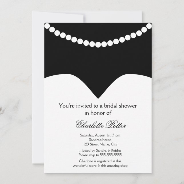 Hochzeitskleid Pearl Necklace Brautparty Einladung (Vorderseite)