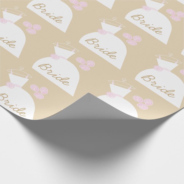 Hochzeitskleid Pink Bride beige Wrapping Paper Geschenkpapier (Ecke)