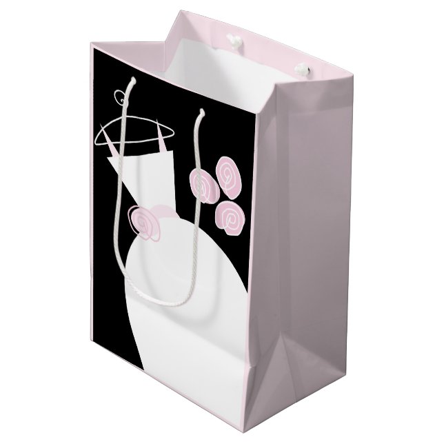 Hochzeitskleid Rosa Tasche schwarz Pastellmittel Mittlere Geschenktüte (Vorderseite Schrägansicht)