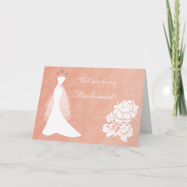 Hochzeitskleid, Rose auf Korallenkarte Einladung (Vorderseite)