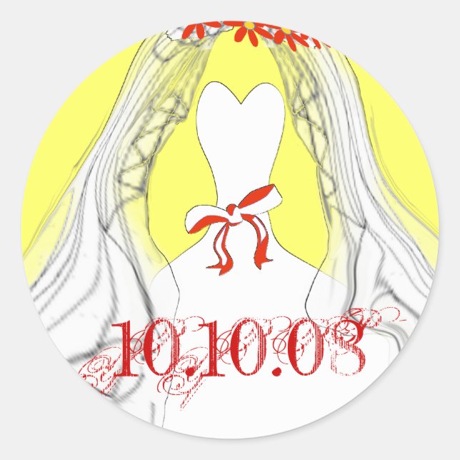 Hochzeitskleid Save the Date Runder Aufkleber (Vorderseite)