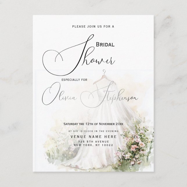 Hochzeitskleid und Blush Garden Bridal Begleitkarte (Vorderseite)