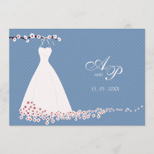 Hochzeitskleid und Kirschblussel, Polka Dots Weddi Einladung