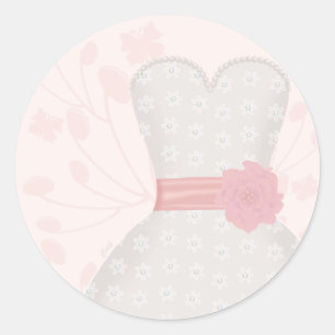 Hochzeitskleid und Schmetterling Runder Aufkleber