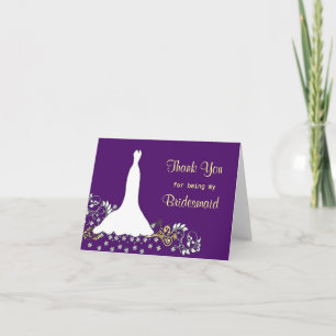 Hochzeitskleid, Wirbel auf lila Dankeschön-Karte Dankeskarte