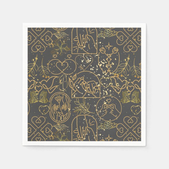 Hochzeitskleidung in Gold D Gray BG Serviette (Vorderseite)