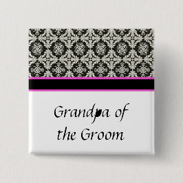 Hochzeitsknopf, schwarzer Damast Button