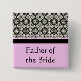 Hochzeitsknöpfe, Damast und rosa Streifenfarbe Button