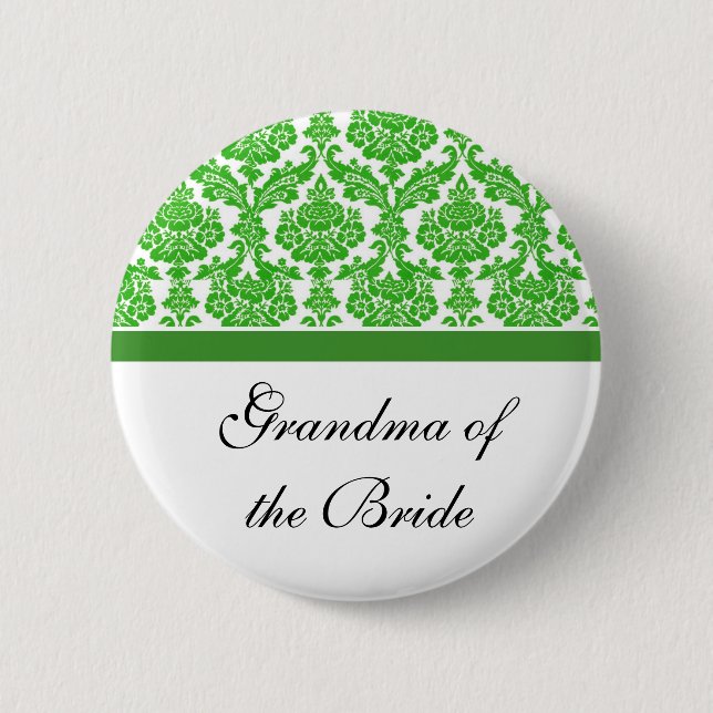 Hochzeitsknöpfe für grünen Damast Button (Vorderseite)