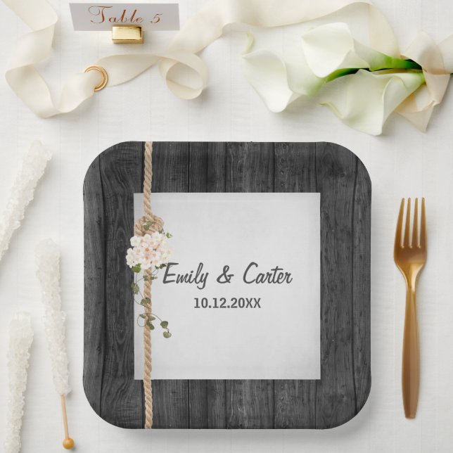 Hochzeitsknot auf Stallholz Pappteller (Hochzeit)