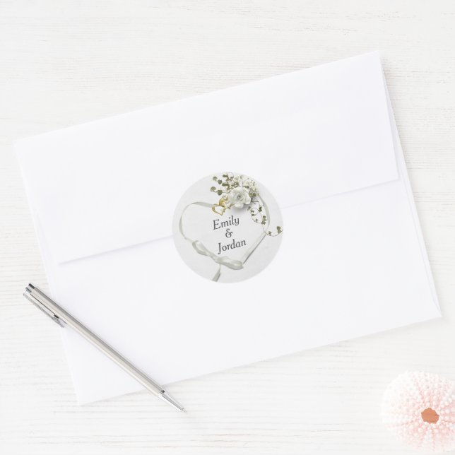 Hochzeitskohle mit Namen Runder Aufkleber (Umschlag)