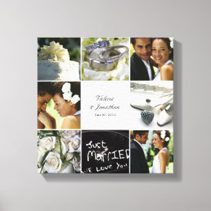 Hochzeitskollage - überzogene Leinwand - weiß