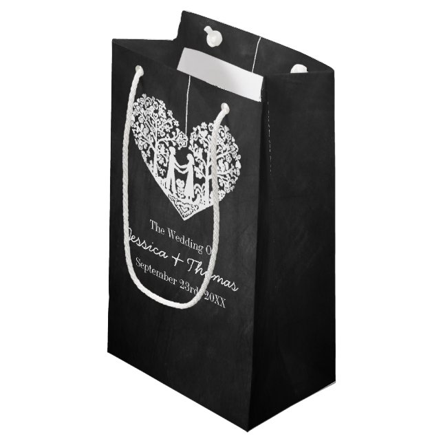 Hochzeitskollektion mit Hangherz Kleine Geschenktüte (Vorderseite Schrägansicht)