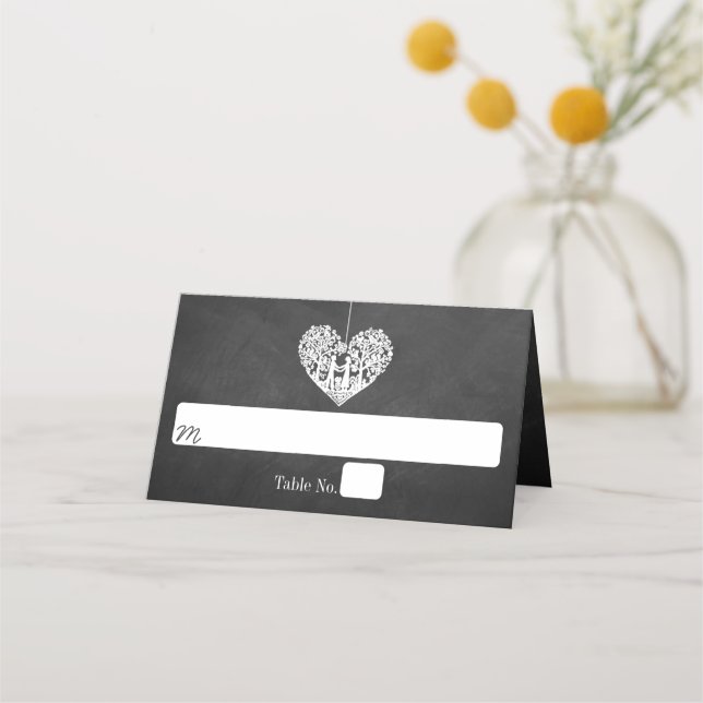 Hochzeitskollektion mit Hangherz Platzkarte (Vorderseite)