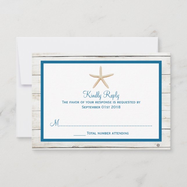 Hochzeitskollektion von Straußfisch RSVP Karte (Vorderseite)