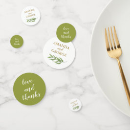 Hochzeitskonfetti grün botanisch und gold konfetti