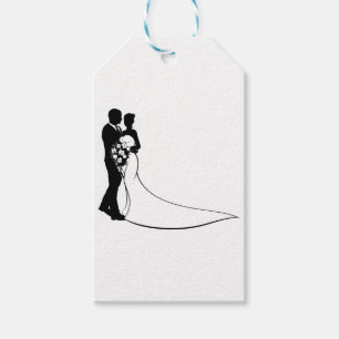 Hochzeitskonzept der Silhouette Braut und Gräuel Geschenkanhänger