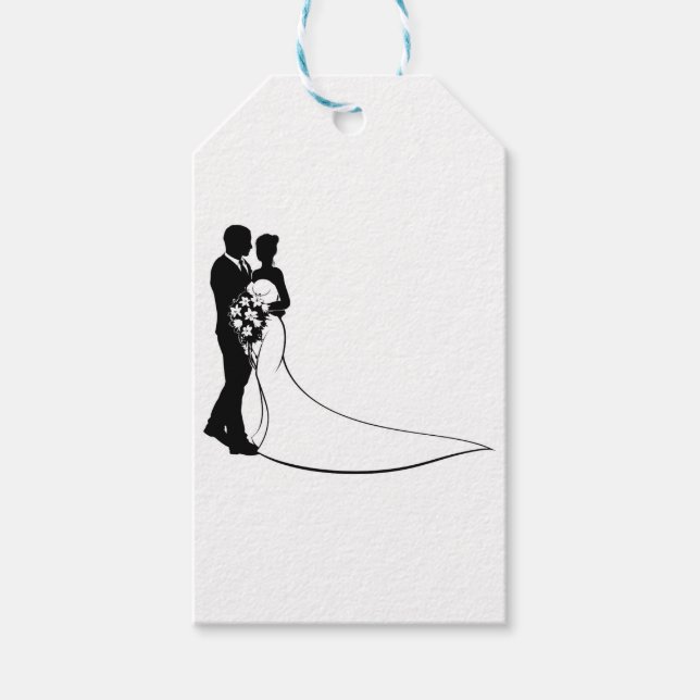 Hochzeitskonzept der Silhouette Braut und Gräuel Geschenkanhänger (Vorderseite)