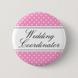 Hochzeitskoordinator pinback knöpft Rosa Button