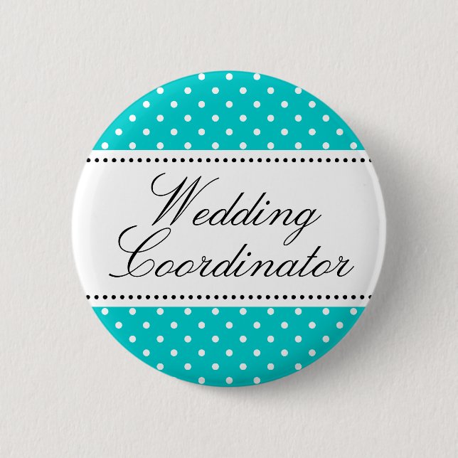 Hochzeitskoordinator pinback knöpft | Türkis Button (Vorderseite)