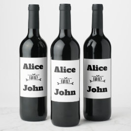 Hochzeitskoppel-Labels für Schwarz-weiße Lebensmit Weinetikett