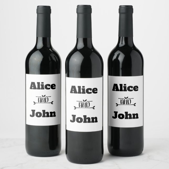 Hochzeitskoppel-Labels für Schwarz-weiße Lebensmit Weinetikett (Flaschen)