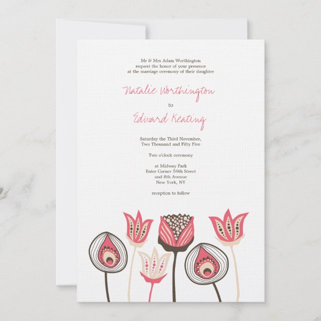 Hochzeitskorallenschokolade Elfenbeinküste Blume Einladung (Vorderseite)