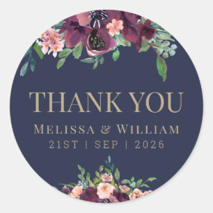 Hochzeitskorb der Wasserfarbenflora Runder Aufkleber