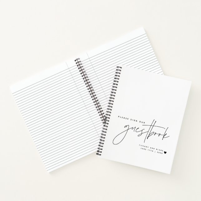 Hochzeitskript Calligraphy White Guest Notizbuch (Innenseite)