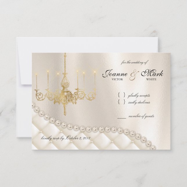 Hochzeitskronleuchter RSVP Card Lighting Ivory Pea Einladung (Rückseite)