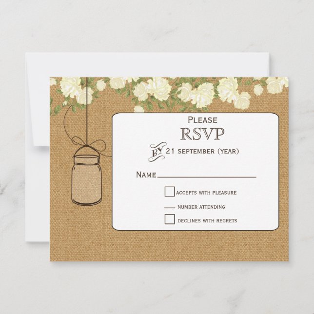 Hochzeitskrüge für Elfenbein-Rose RSVP Karte (Vorderseite)