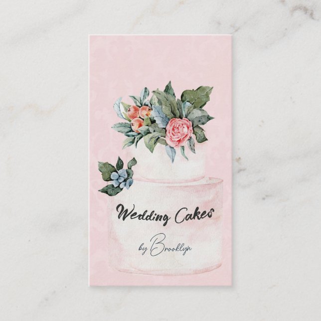 Hochzeitskuchen Bäckerei Blumengebäck Artistisch Visitenkarte (Vorderseite)