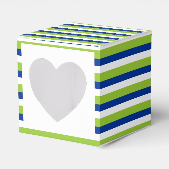Hochzeitskuchen blau-grün gestreift geschenkschachtel (Vorderseite)