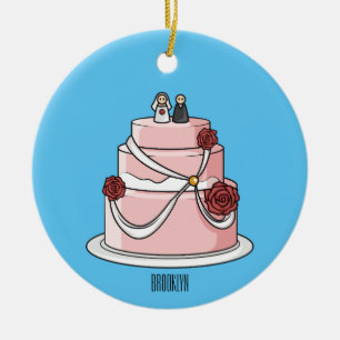 Hochzeitskuchen-Cartoon Keramik Ornament