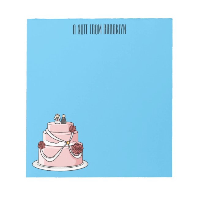 Hochzeitskuchen-Cartoon Notizblock (Vorderseite)