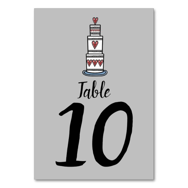 Hochzeitskuchen-Illustration Hochzeitshochzeit-Tis Tischnummer (Vorderseite)