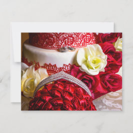 Hochzeitskuchen mit Bouquet & Rings Einladung