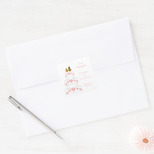 Hochzeitskuchen Quadratischer Aufkleber