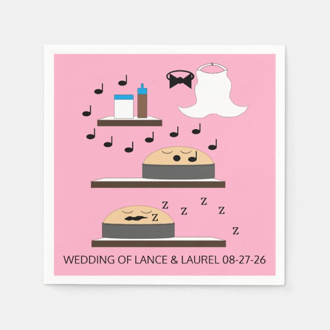 Hochzeitskuchen: Serviette (Vorderseite)