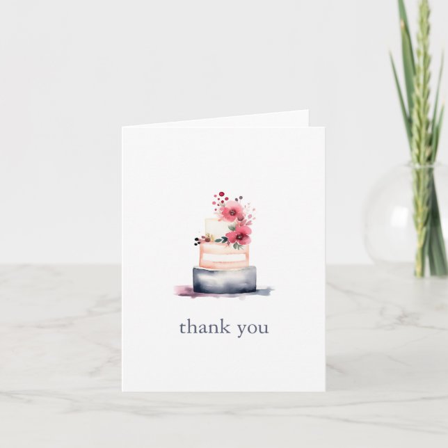 Hochzeitskuchen Wasserfarbe Dankeschön Karte (Vorderseite)