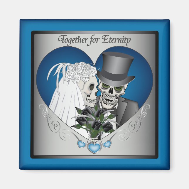 Hochzeitskulls - Blau Magnet (Vorne)