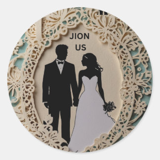 Hochzeitskunst abstraktes Ehepaar Runder Aufkleber
