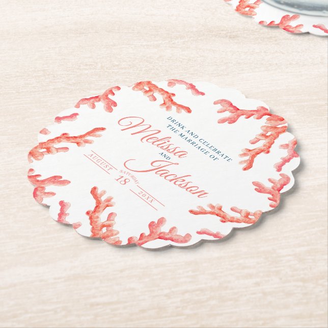 Hochzeitskunst der lebenden Korallen Untersetzer (angewinkelt)