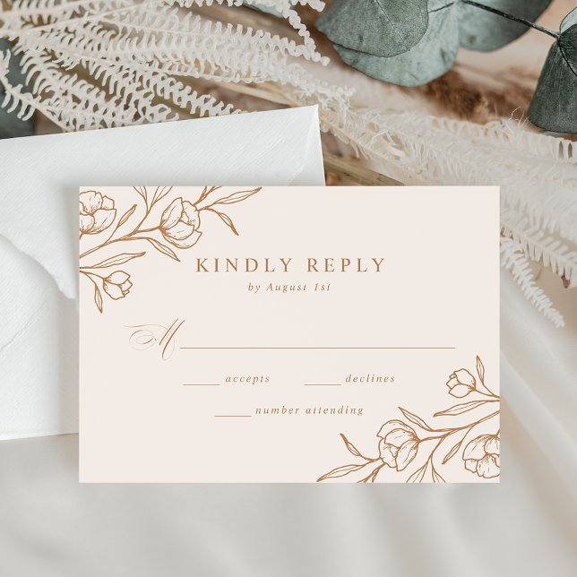 Hochzeitskunst mit Blütenmandeln und Kupfer RSVP Karte (Von Creator hochgeladen)