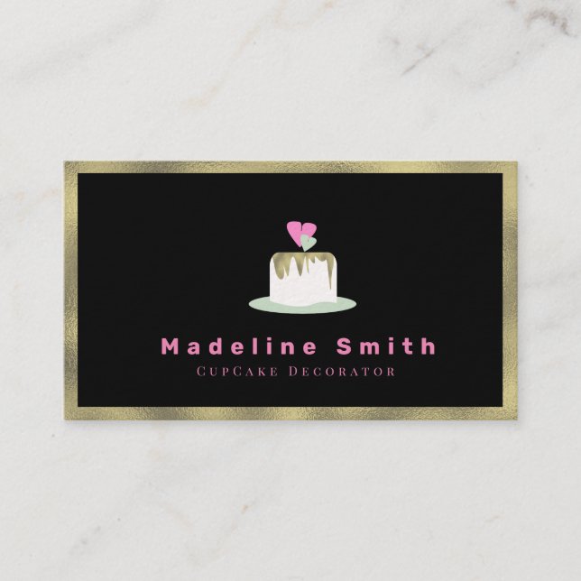 Hochzeitskunstdekorator Cake Logo Imitate Gold Visitenkarte (Vorderseite)