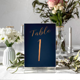 Hochzeitskupfer Glitzer Marine elegante Tischnumme Tischnummer